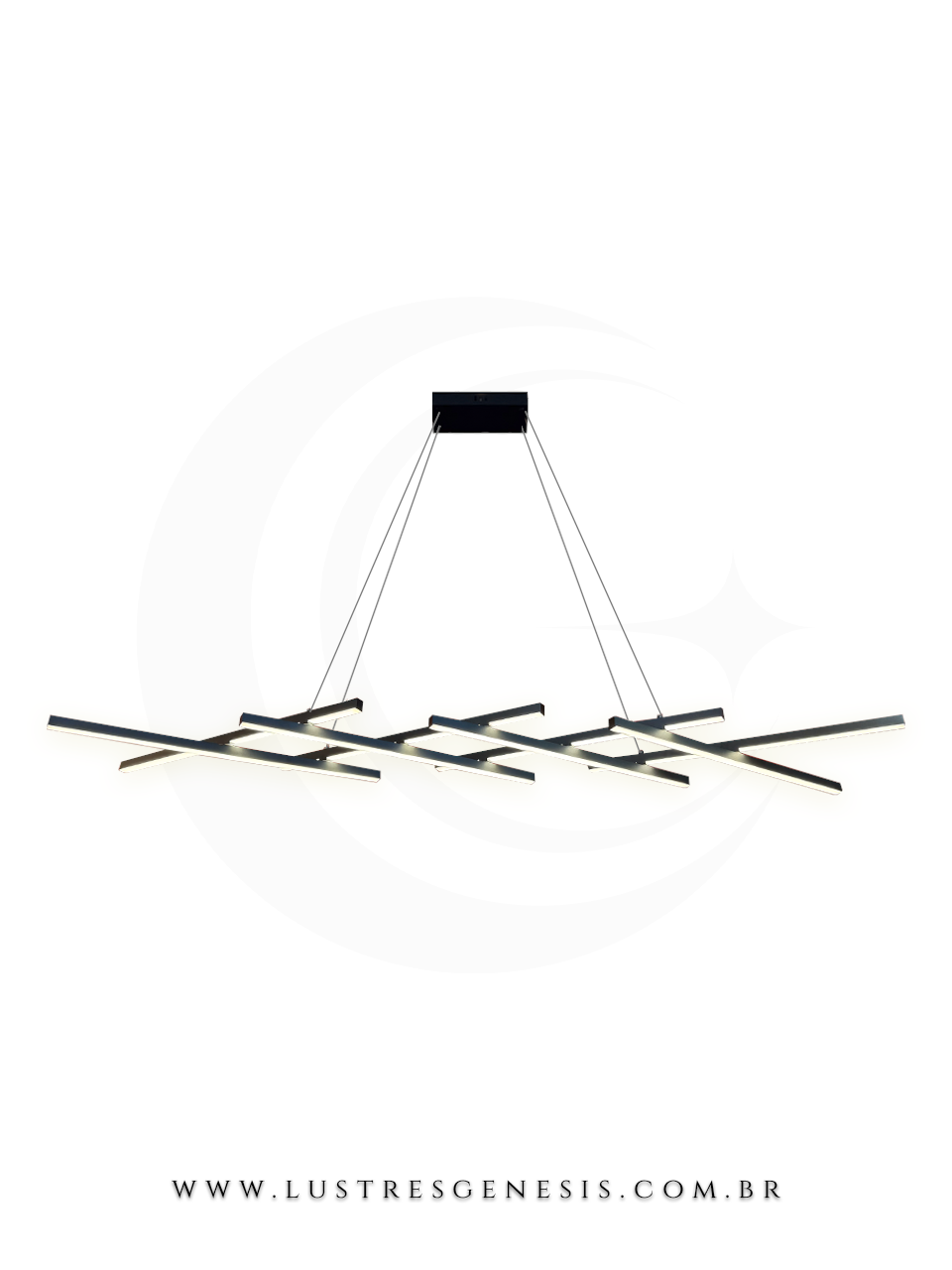 Lustre pendente moderno de LED expansível na cor preta, ideal para sala de jantar, quartos e escritórios.
